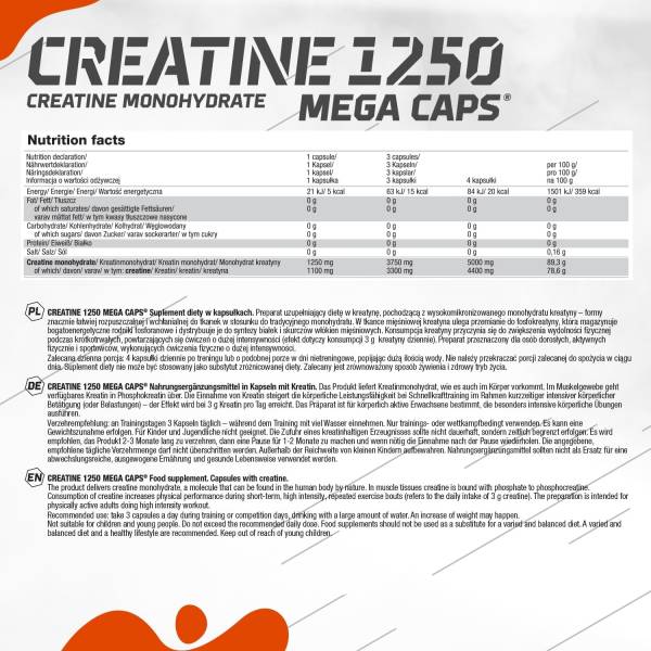 Creatine 1250 Mega Caps