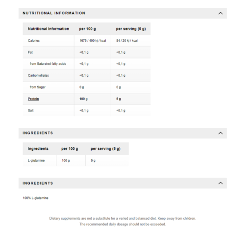 ironMaxx Glutamine Pro 100% Pure L-glutamine Powder